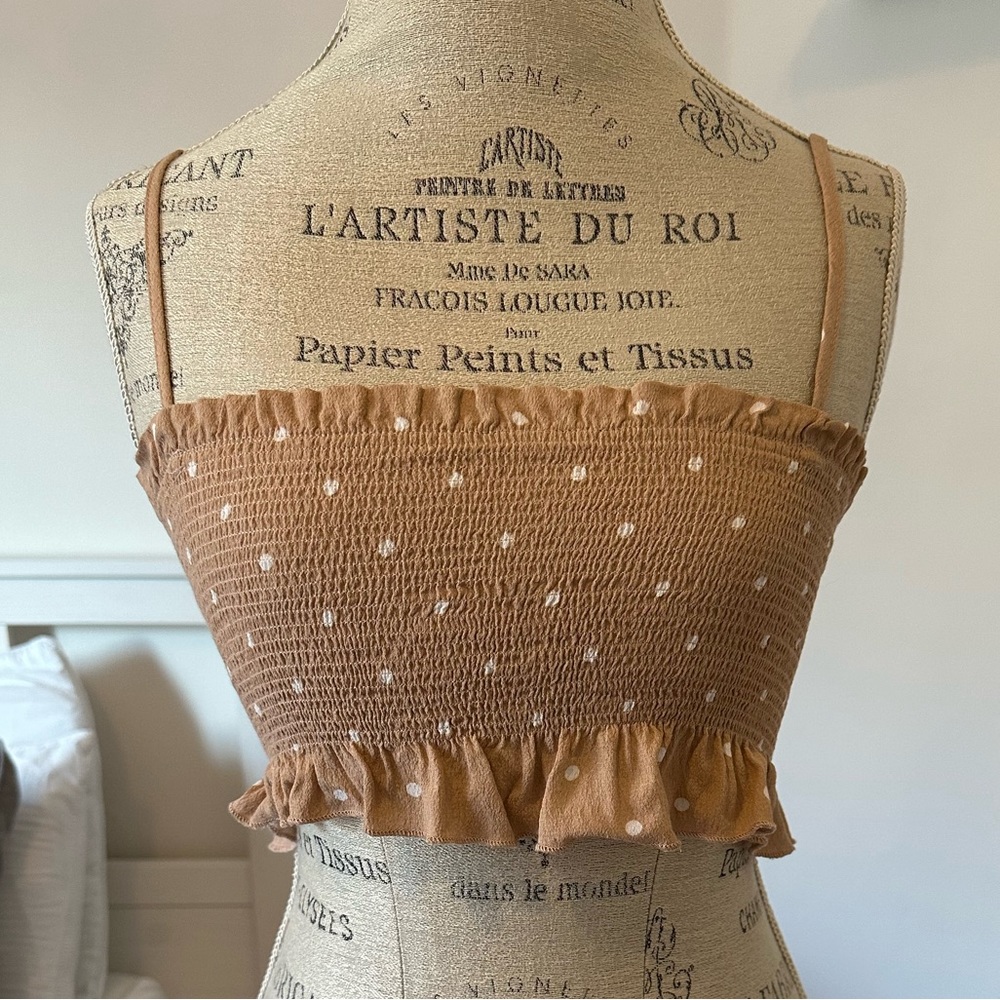 Polka dotted bandeau top with straps